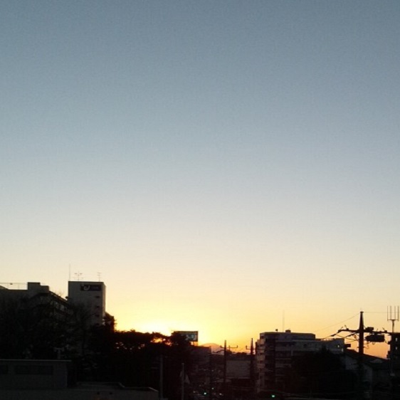 富士に落ちる夕日